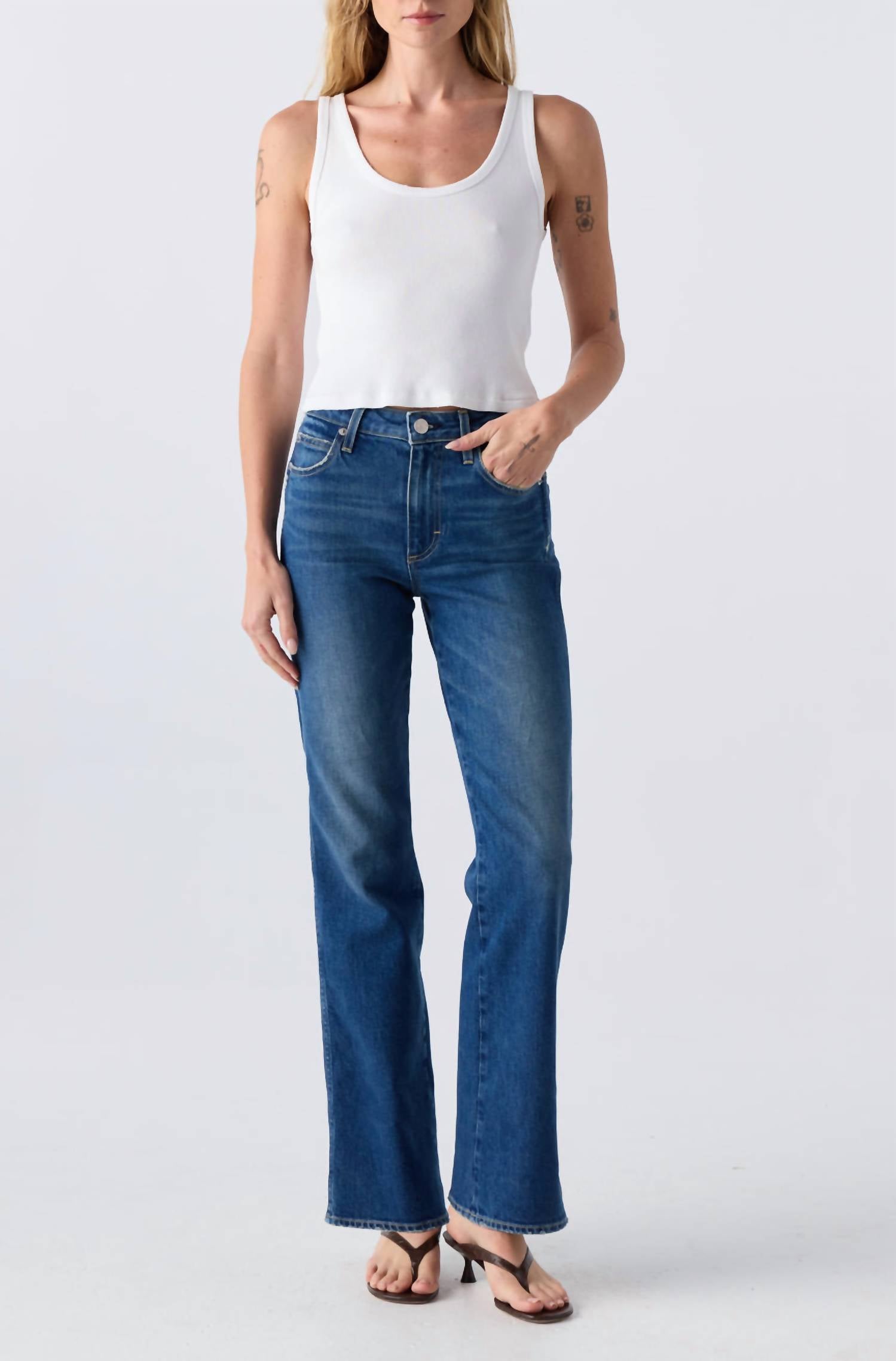AMO Rosa Mini Bootcut Jeans in lush - women's jeans - alternate view