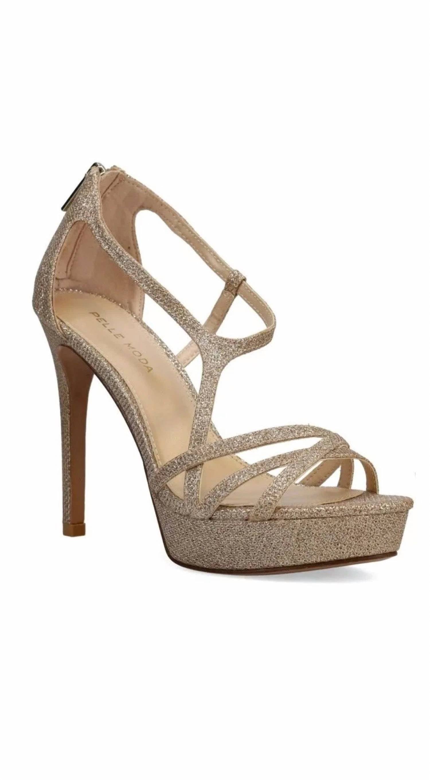 PELLE MODA Women's Oneda X Platform Rear Zip Platform Sandals in gold - women's sandal