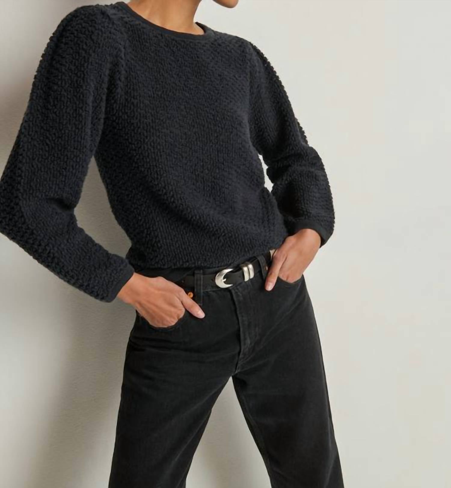 Nation LTD Etta Lace Popover Top in jet black 1 - women's long sleeve top
