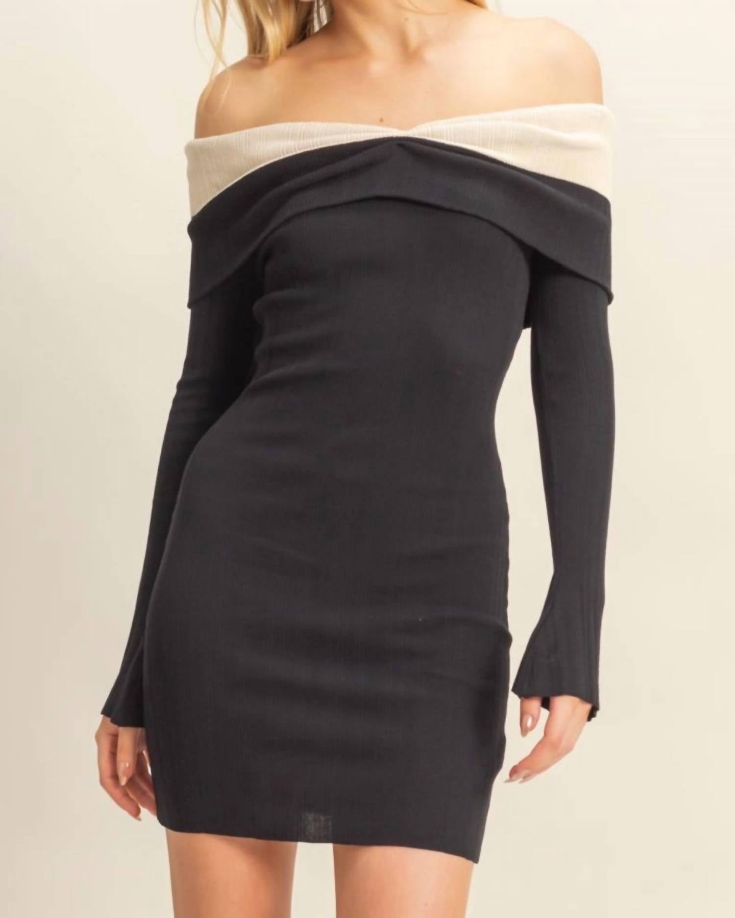 HYFVE Off-the-shoulder Sweater Dress in black - women's dress - alternate view