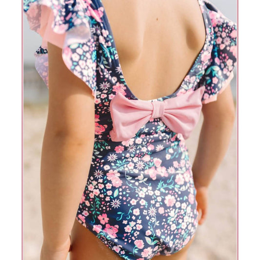 Rufflebutts - Ruffle Butts "Moonlit Meadow" V-Back Swimsuit for Toddlers