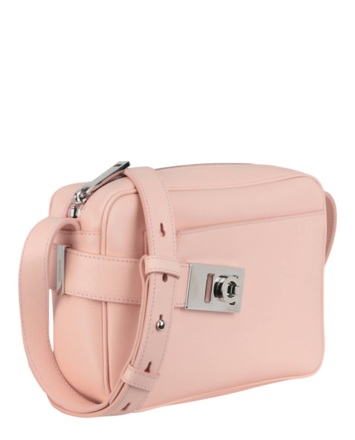 Salvatore Ferragamo Women's Small Archive Camera Case Crossbody Bag in light pink - women's bag - detail view