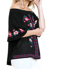 Umgee - Floral Embroidered Off The Shoulder Top