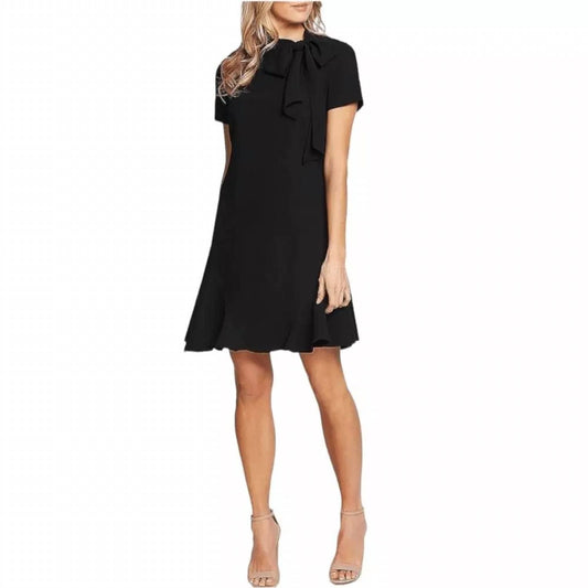 Cece - Tie Neck Short Sleeve Dress