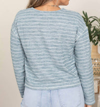 Blu Pepper - Striped Marled Knit Top
