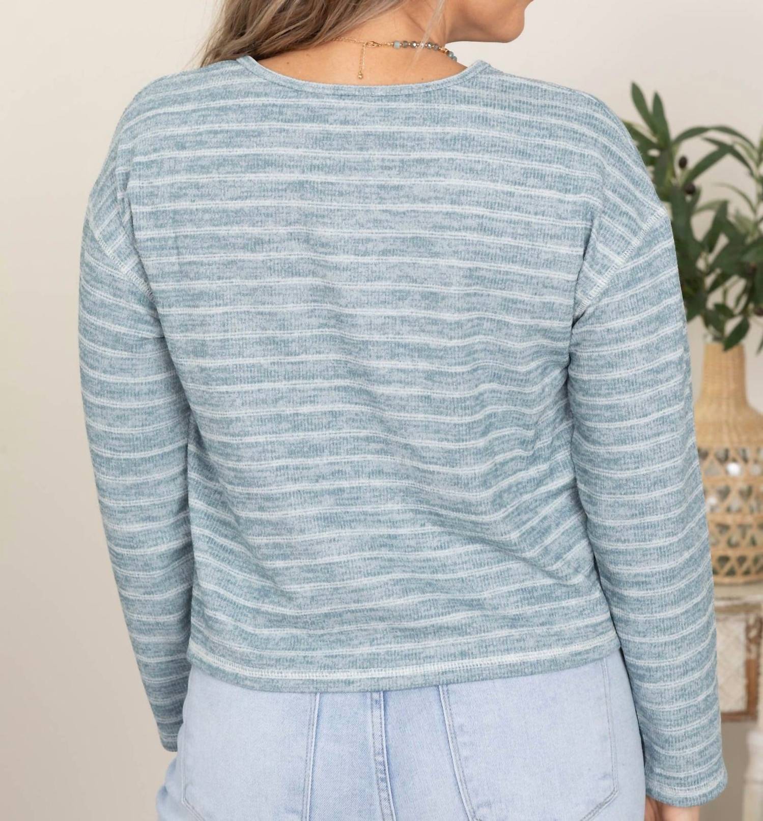 Blu Pepper - Striped Marled Knit Top