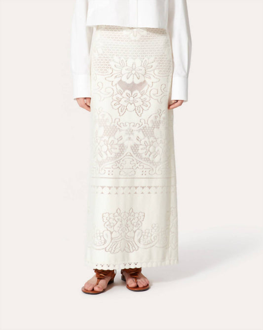 Valentino - Cotton Textured Lace Midi Skirt