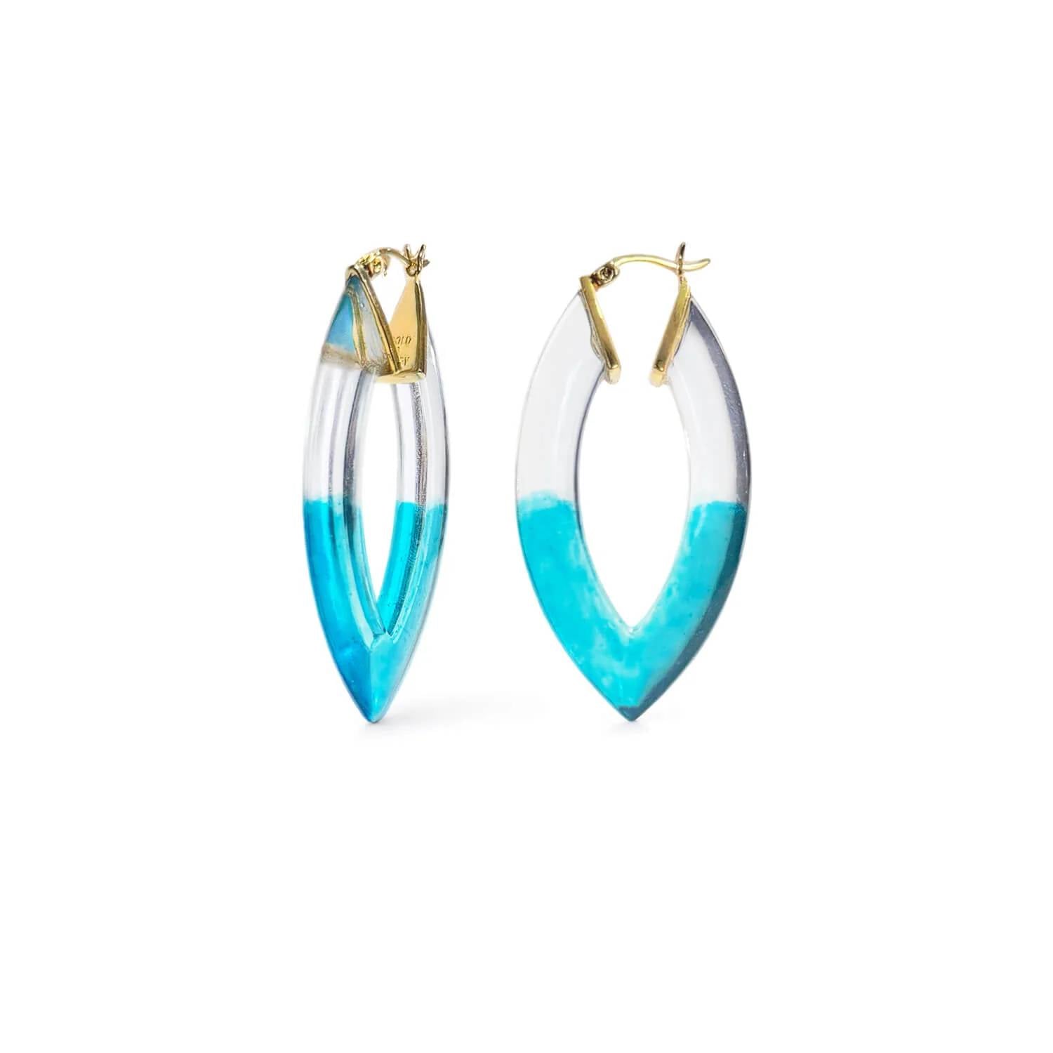 Gold & Honey - Women's Painted Marquise Lucite Hoop Earrings