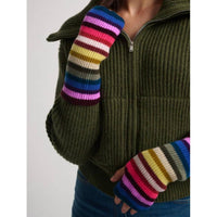 White + Warren Cashmere Striped Hand Warmers in multi - women's accessory