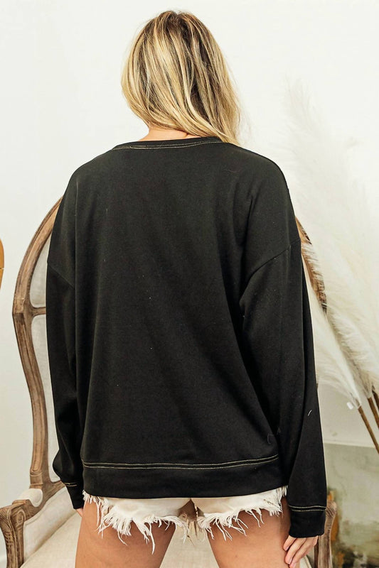 Bibi - Sequin Christmas Balls Embroidered Sweatshirt