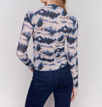 Charlie B - Printed Ruched Mock Neck Top
