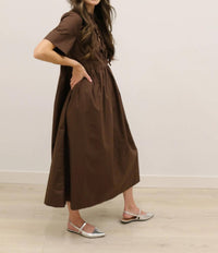 Olivaceous - Stella Bow Front Relaxed Fit Midi Dress