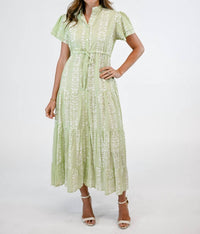 VICTORIA DUNN Magnolia Flutter Maxi Dress in botanical vine - women's dress