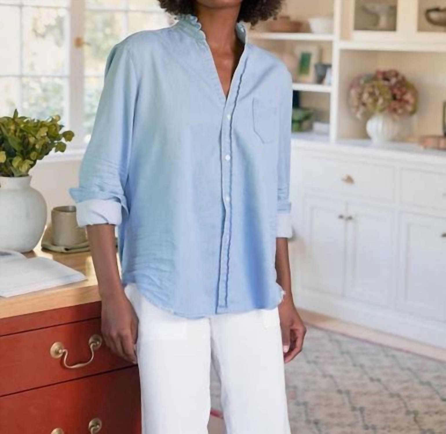 Frank & Eileen - Eileen Ruffle Collar Button-up Shirt
