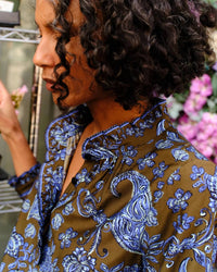 Cartolina Nantucket Women's Mara Blouse in cedar hill paisley - women's blouse - detail view