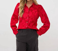 Esqualo - Brandee Two-tone Flower Jacquard Blouse