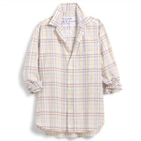 Frank & Eileen Women's Eileen Button Down Shirt in italian cotton sand grey purple plaid - women's shirt - detail view