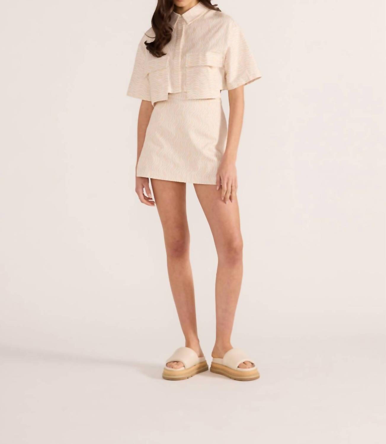 MINKPINK Bonnie Mini Skort in beige - women's shorts