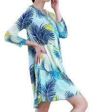 Umgee - Tropical Leaf Print Shift Dress