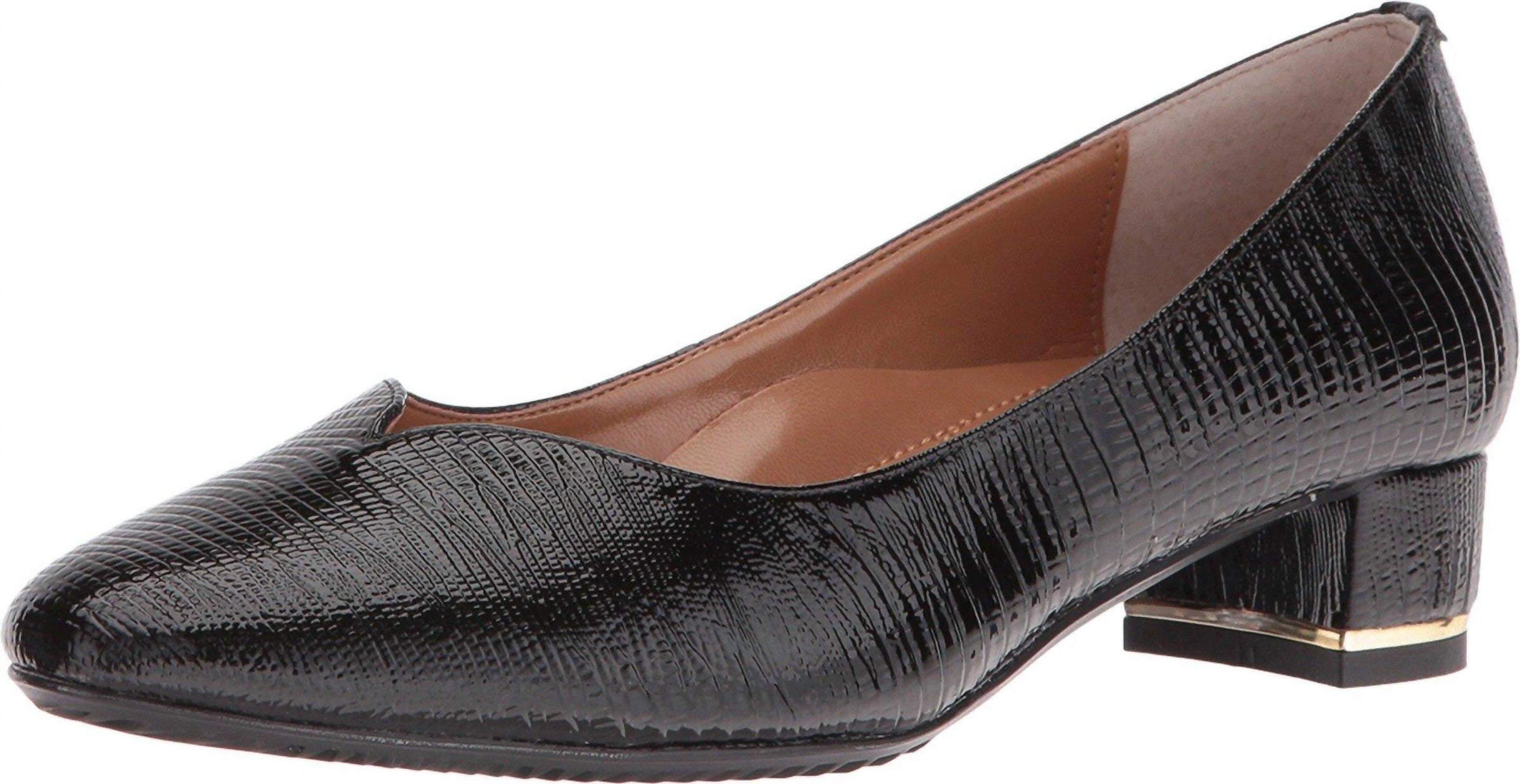 J. Renee Women's Bambalina Block Heel Pump in black lizard - women's heels - detail view