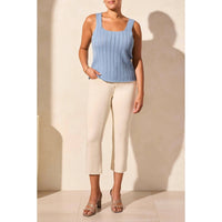 TRIBAL Knit Tank Top in scuba blue - women's tank top - detail view