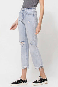 Vervet By Flying Monkey - Super High Relaxed Cuffed Straight Leg Jeans