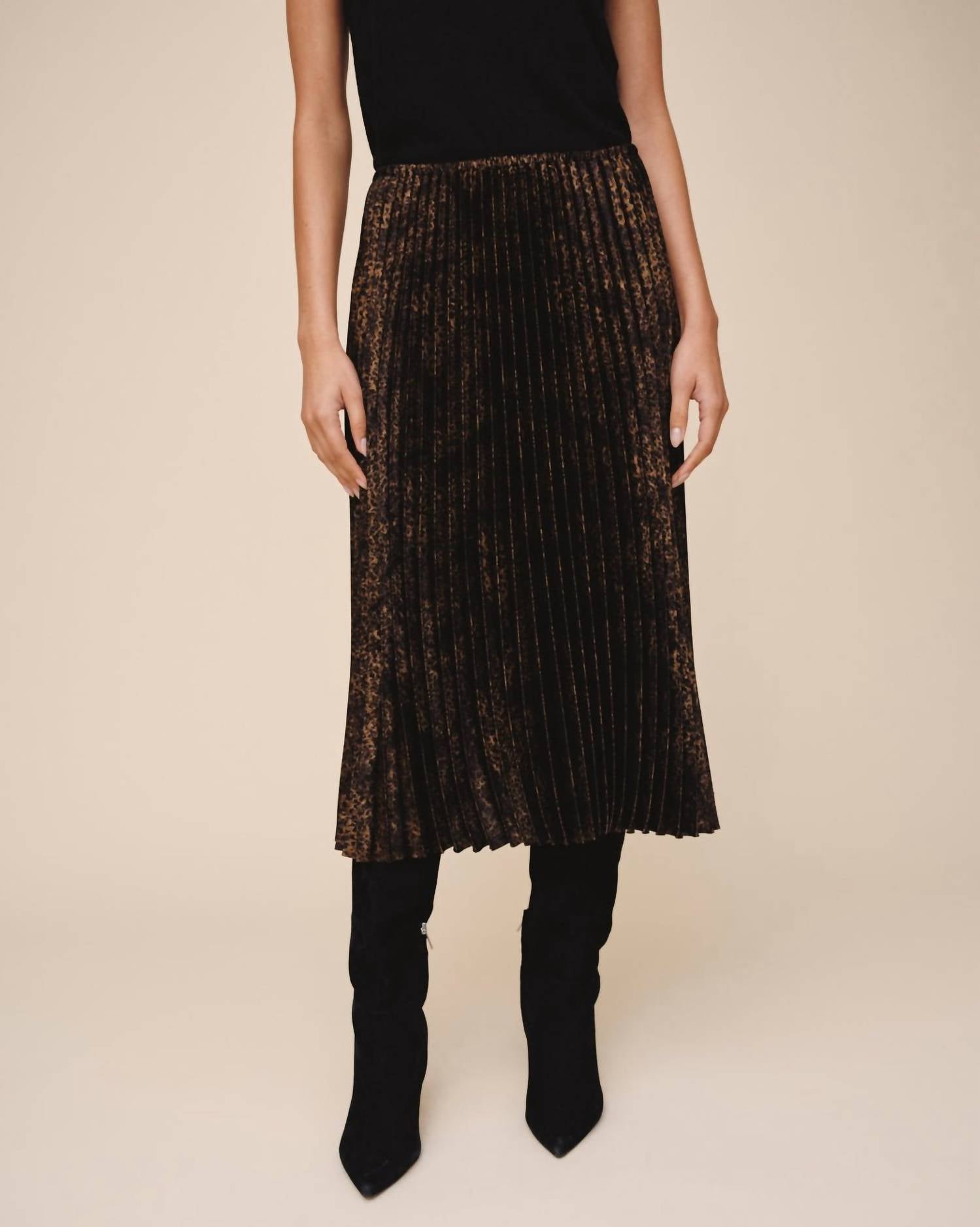 Bella Dahl Pleated Midi Skirt in micro leopard - women's skirt - view 4