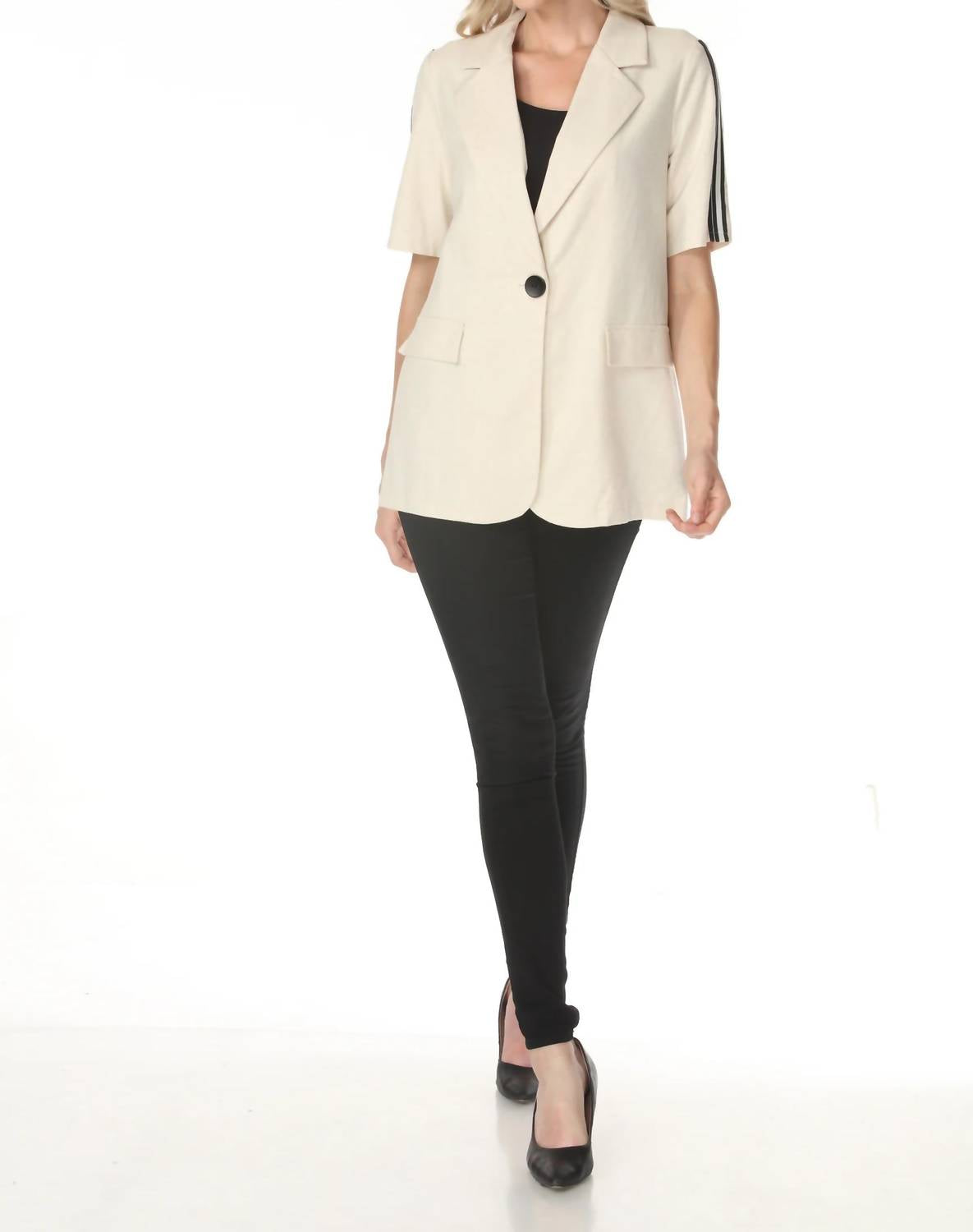 Joseph Ribkoff - Side Stripe Linen Blazer Jacket
