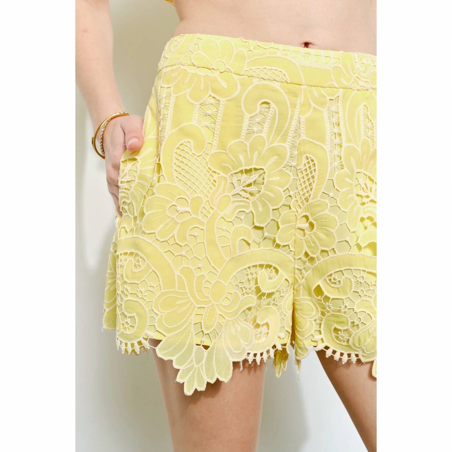 Ina Fashion - Romantic Floral Lace Back Zipper Short
