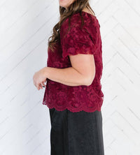 Polagram Belinda Lace Top in burgundy - women's blouse - view 5