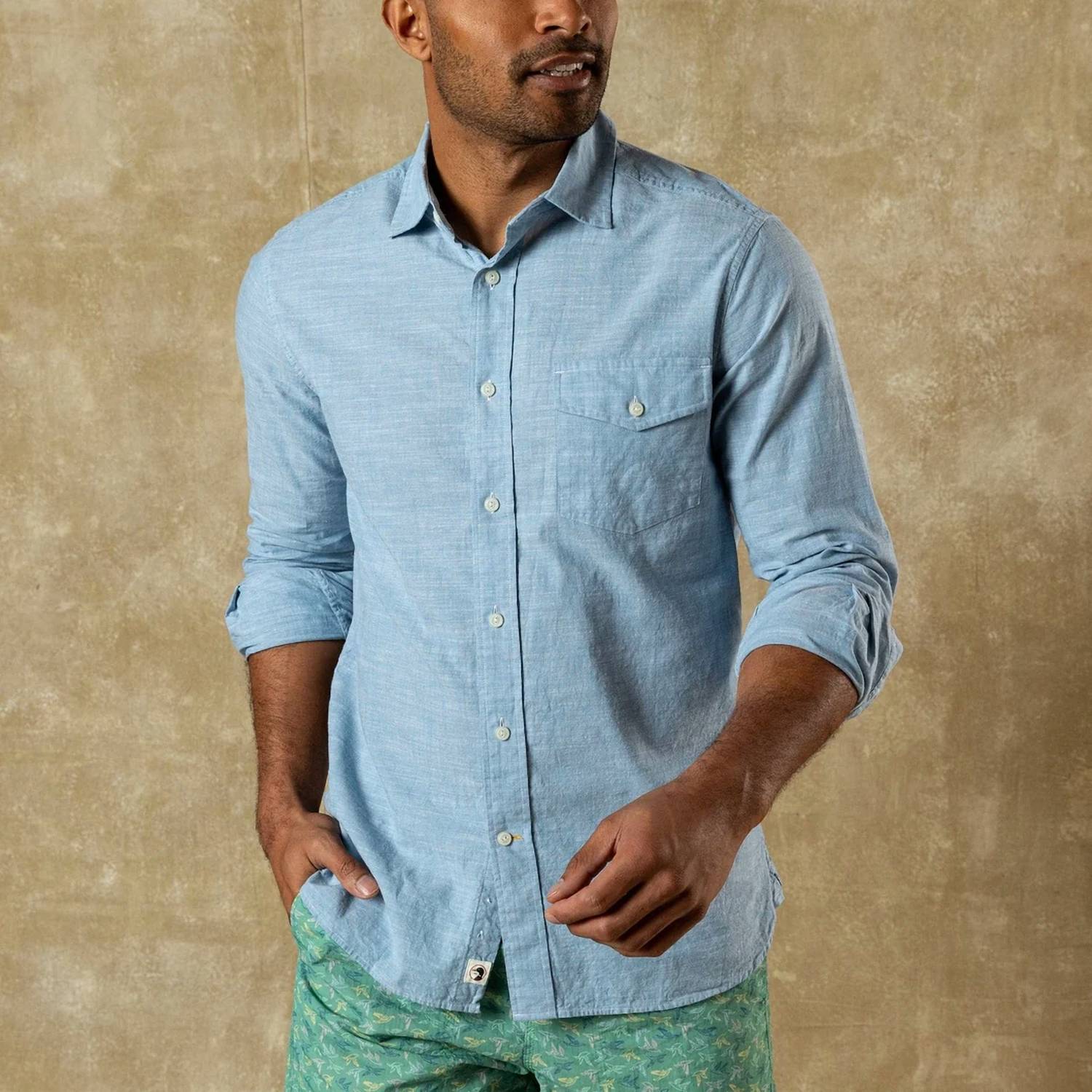Duck Head - Long Sleeve Cotton Chambray Sport Shirt