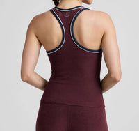 BEYOND YOGA Spacedye Ready Tank Top in midnight burgundy heather - women's tank top - detail view