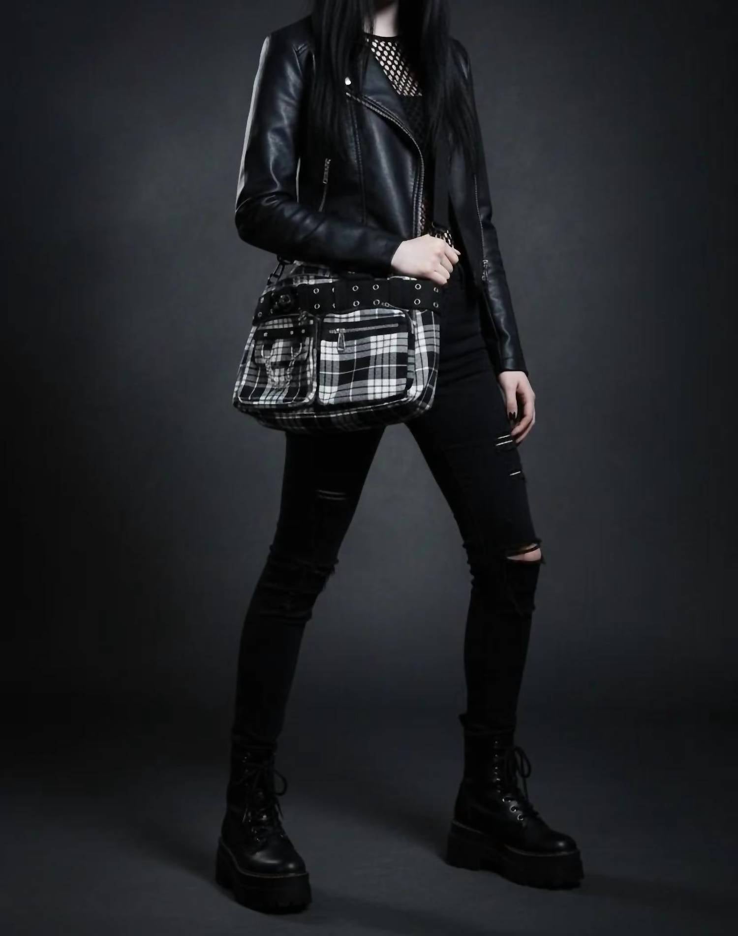 Orchid Bloom - Women's Plaid Gothic Bag