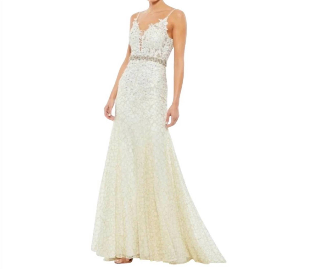 Mac Duggal - Women's Plunge Neck Trumpet Gown