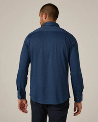 7Diamonds Bowery Textured Knit Long Sleeve Shirt in navy - men's shirt - detail view