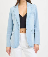 Risen - Denim Single Button Blazer