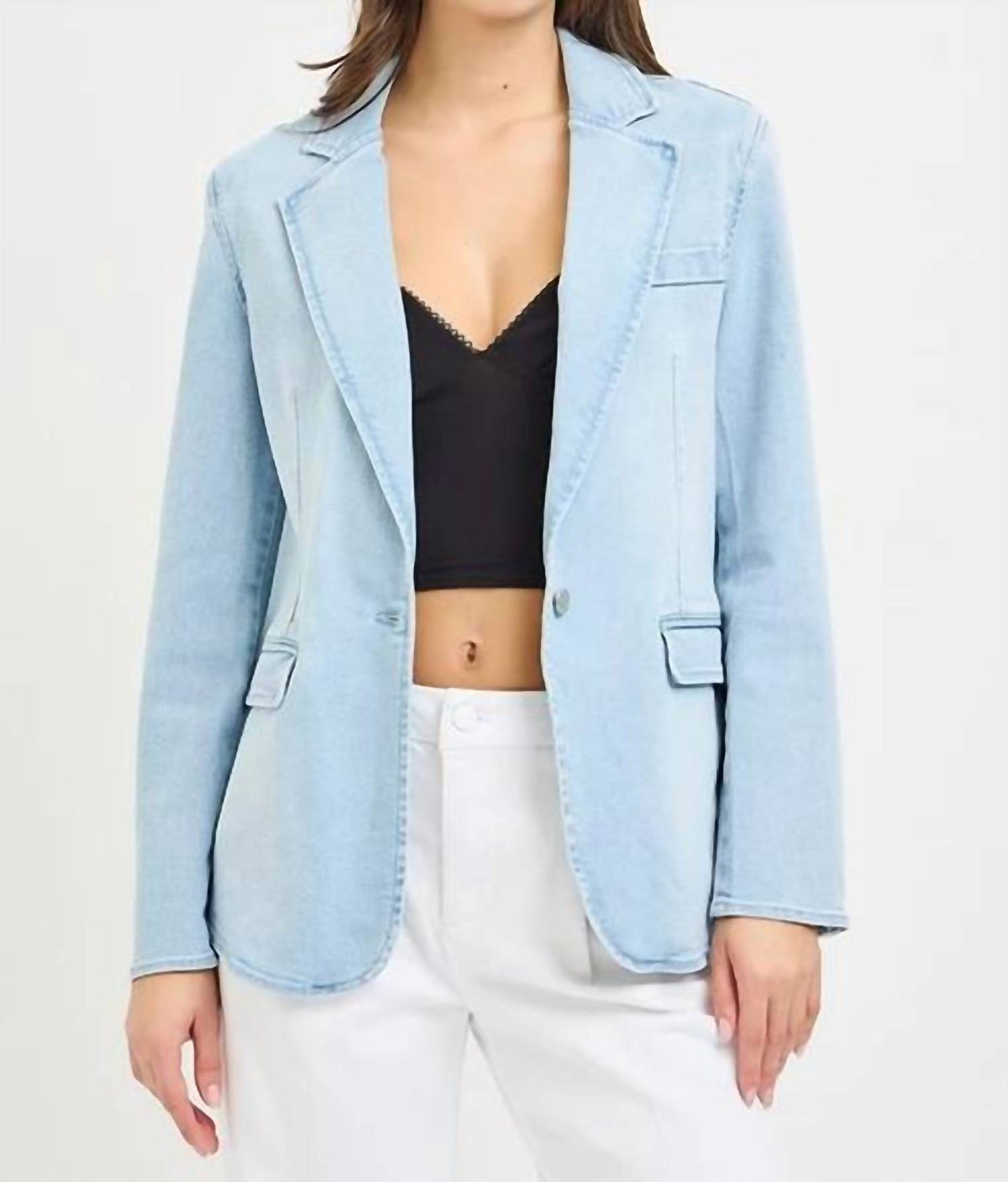 Risen - Denim Single Button Blazer