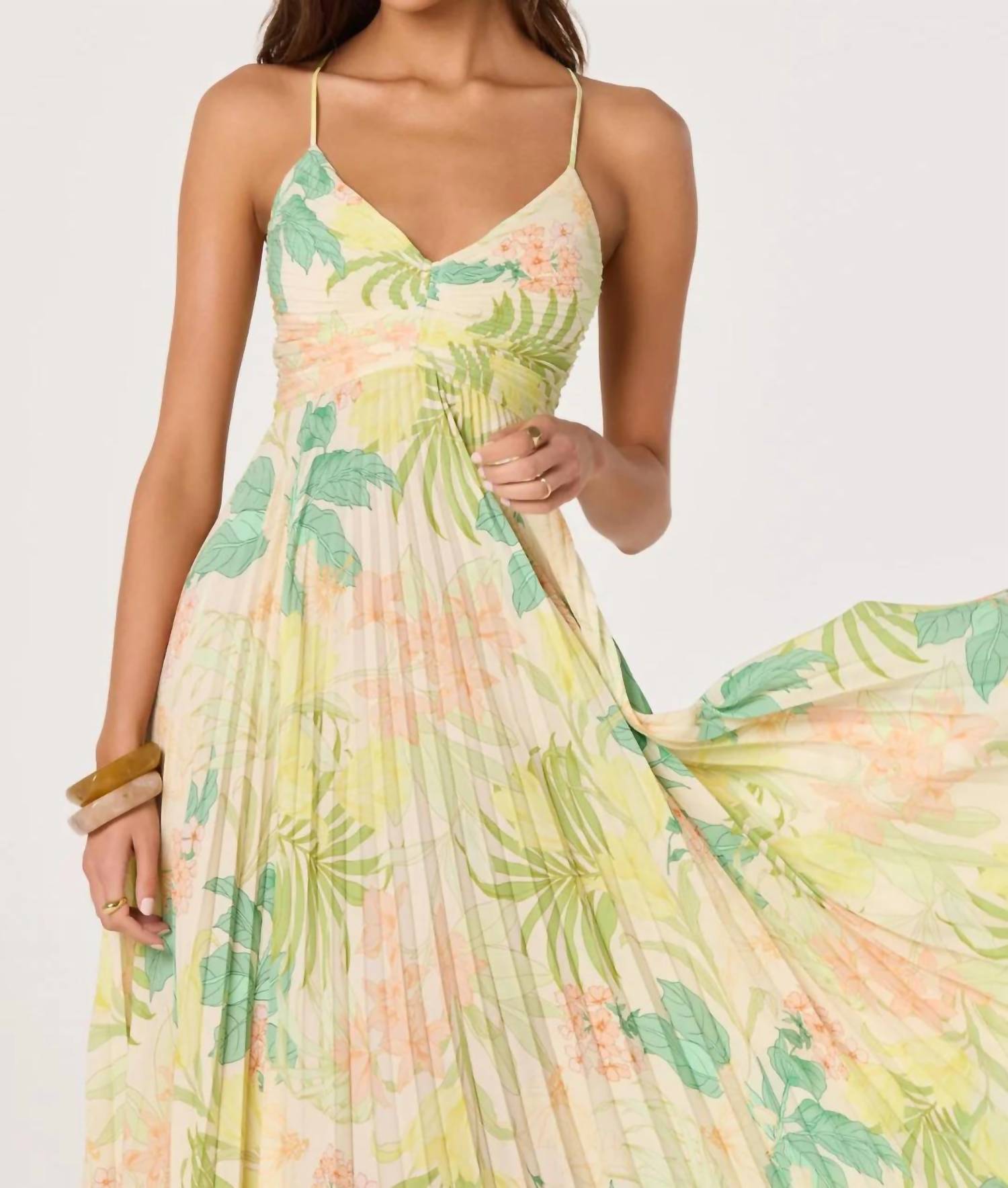 Astr - Blythe Floral Plisse Midi Dress