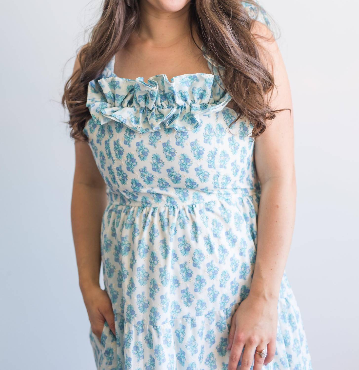 Peach Love - Julia Floral Ruffle Detail Maxi Dress
