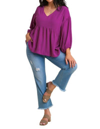 Umgee - V-neck Babydoll Top