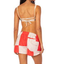 MAAJI Unisex - Check It Out Shorts in red - women's shorts - alternate view