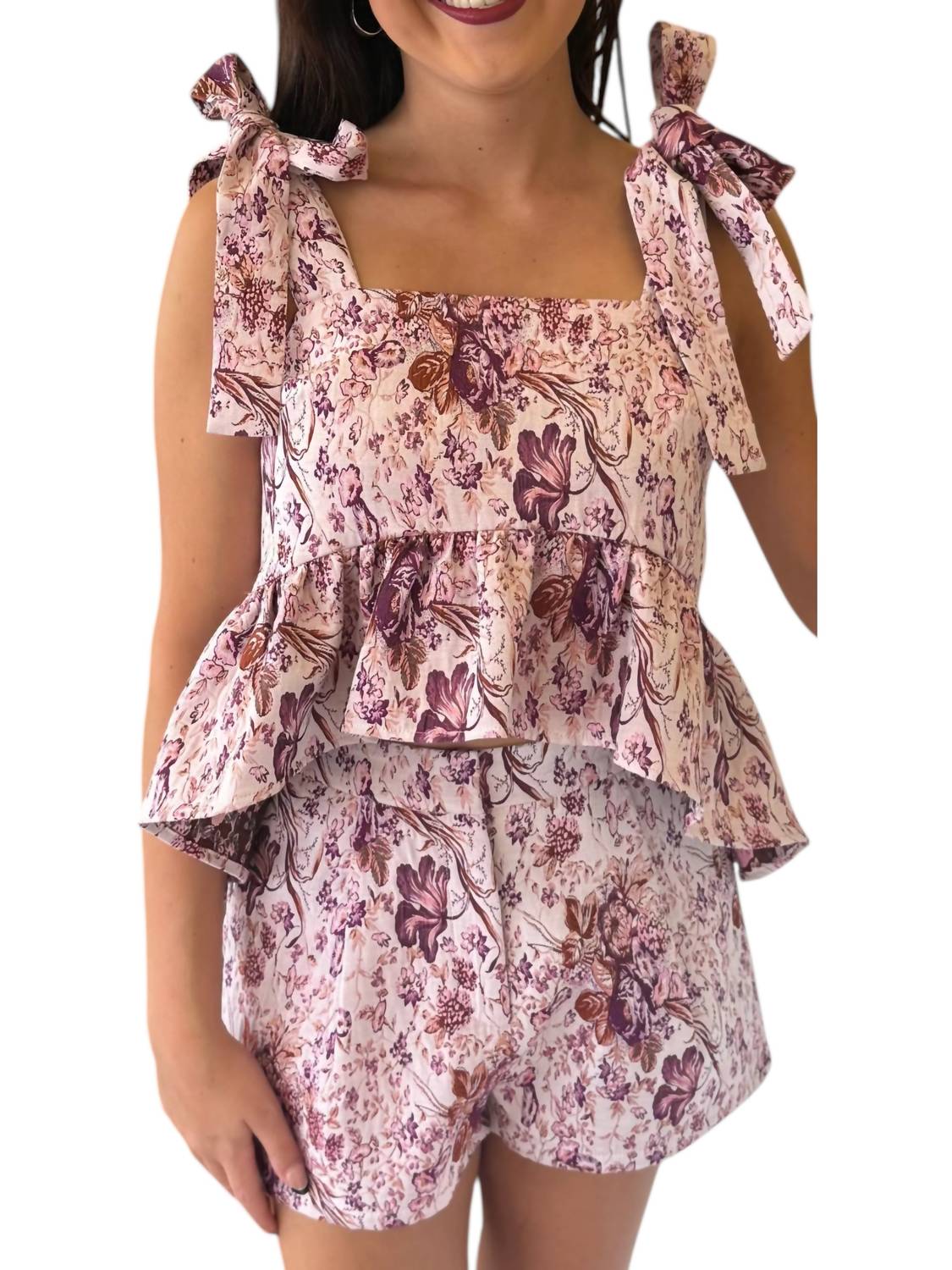 Aureum - Blooms Floral Tie-shoulder Set