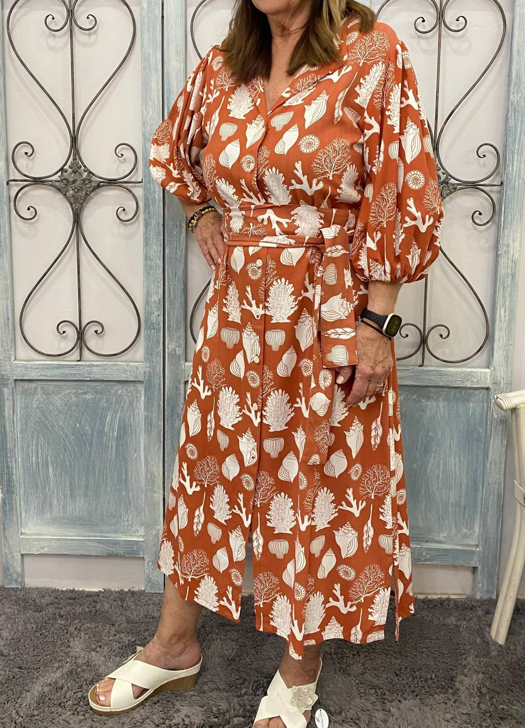 Mare Sole Amore - Puff Sleeve Midi Dress