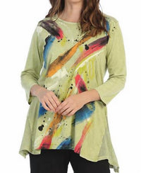 Jess & Jane - Bora Bora Mineral Washed Mesh Contrast Tunic Top