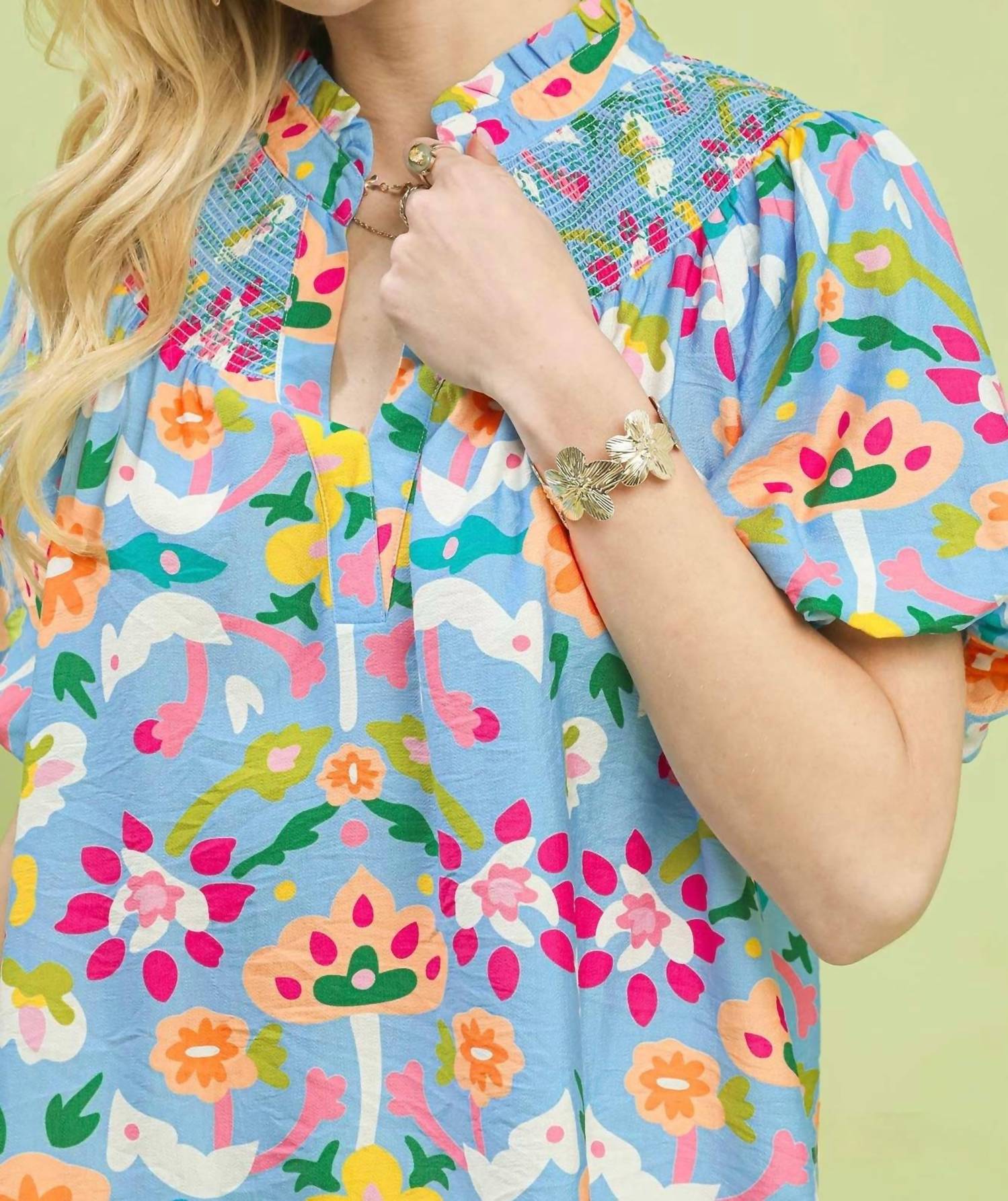 Umgee - Carolina Folk Art Print Top