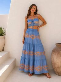 Mystery Resort - Santorini Mosaic Maxi Skirt Set