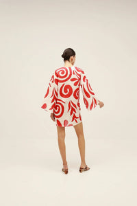 Cala de la Cruz Printed Midi Dress in red - women's dress - alternate view