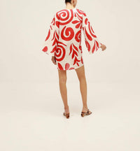 Cala de la Cruz Printed Midi Dress in red - women's dress - detail view