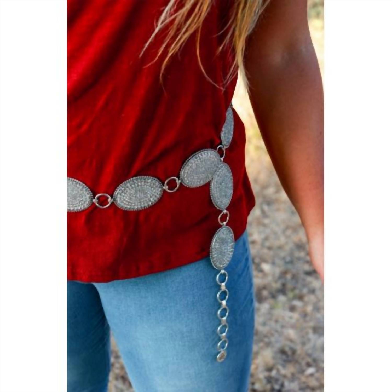 Southern Grace Women's Rhinestone Oval Concho Belt - Plus in clear - women's accessory - alternate view