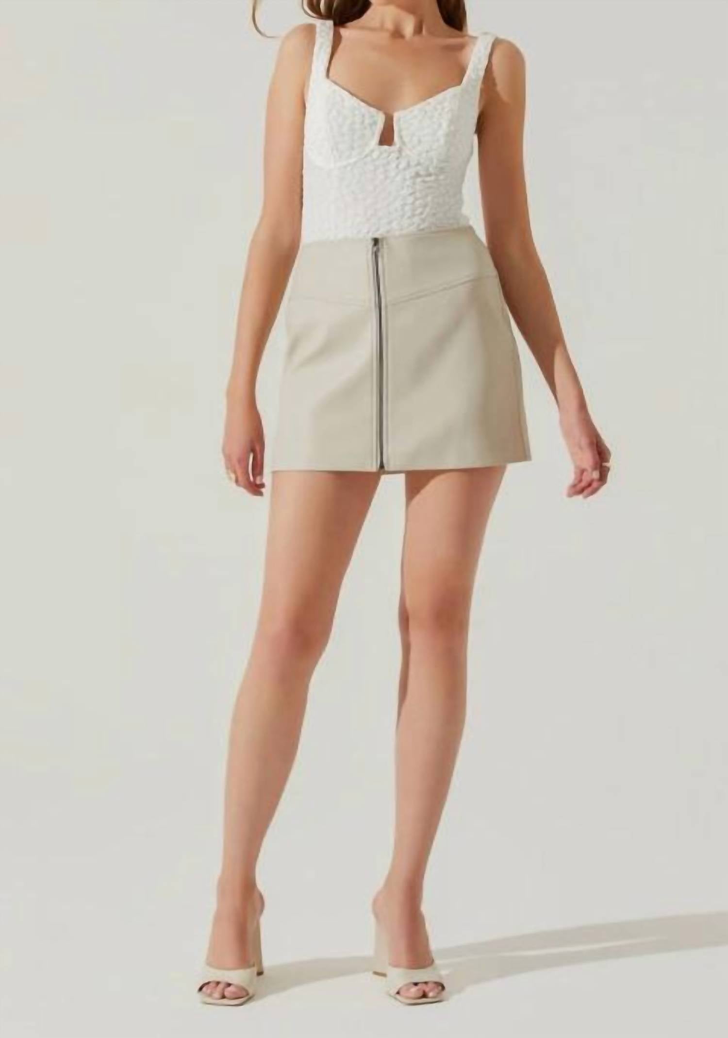 Tracy Faux Leather Zip Skirt